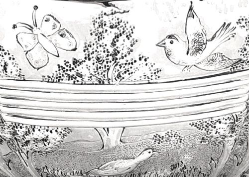 fig 2. Victorian Silver Bachelor Teapot - 1896 - Birds & Butterflies