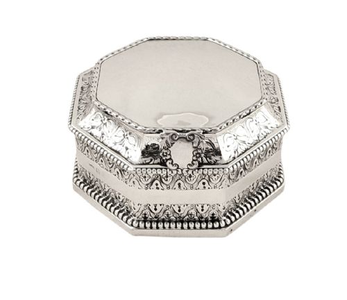 Antique Hexagonal Sterling Silver Trinket / Table Box 1918