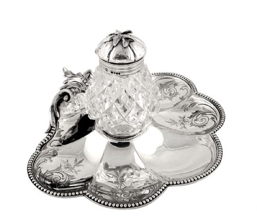 fig 1. Antique Victorian Sterling Silver Inkstand 1857