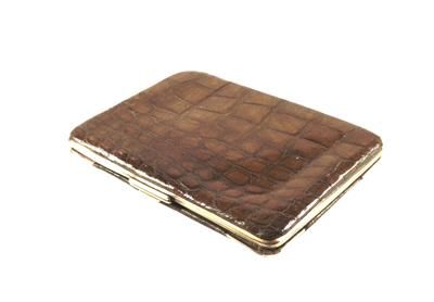 fig 1. Antique Victorian Crocodile Leather & 9ct Gold Card Case/Wallet - 1897