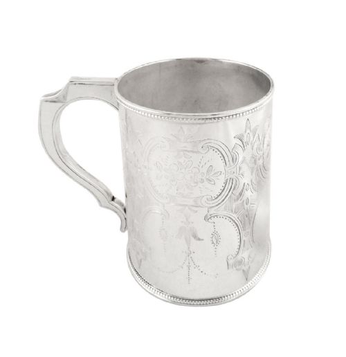 Antique Victorian Sterling Silver Pint Mug / Tankard - 1868