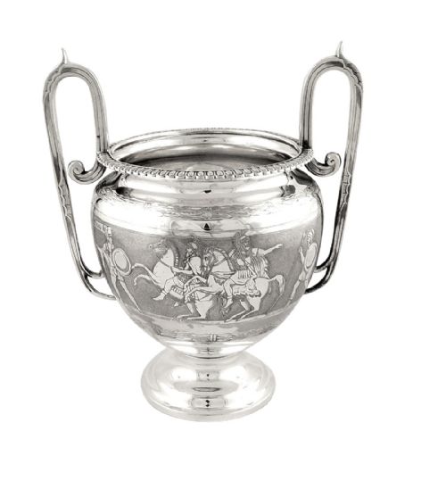 Antique Victorian Sterling Silver Bowl - 1871 - Roman Soldiers