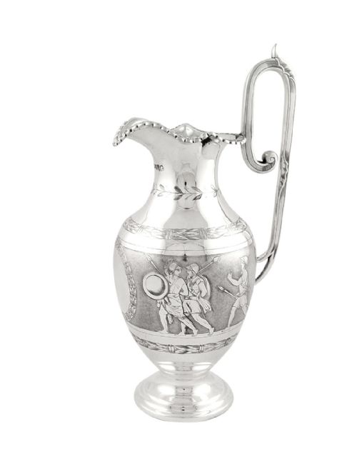 Antique Victorian Sterling Silver Jug 1871 - Roman Soldiers
