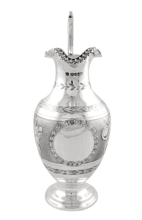 fig 1. Antique Victorian Sterling Silver Jug 1871 - Roman Soldiers
