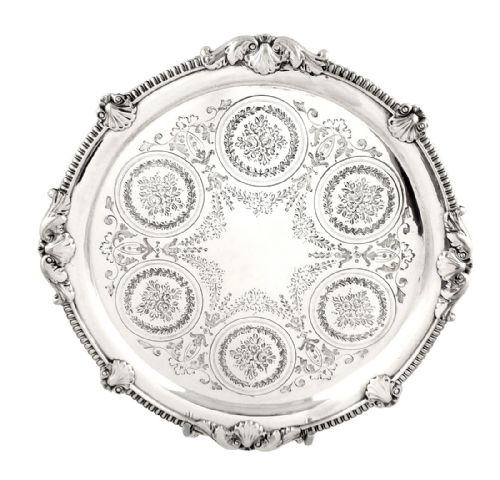 Antique Georgian Irish Sterling Silver 7" Waiter / Tray 1814
