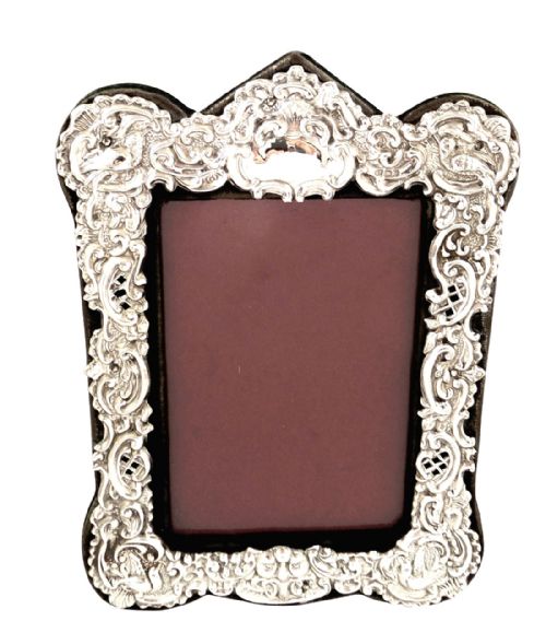 Antique Sterling Silver 8" Photo Frame 1901 - Birds