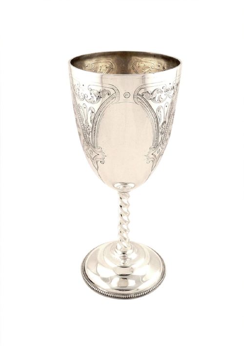 Antique Victorian Sterling Silver 9" Goblet 1865