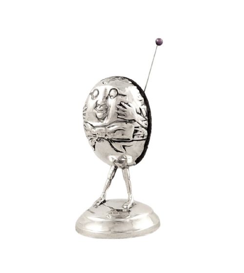 Rare Antique Edwardian Sterling Silver Humpty Dumpty Pin Cushion 1910