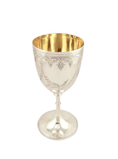 Large Antique Edwardian Sterling Silver Goblet 1905