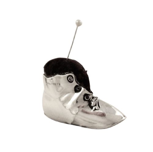 Antique Edwardian Sterling Silver Boot / Shoe Pin Cushion 1910