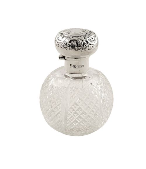 fig 1. Antique Edwardian Sterling Silver Pr Perfume Bottles & Bowl 1902