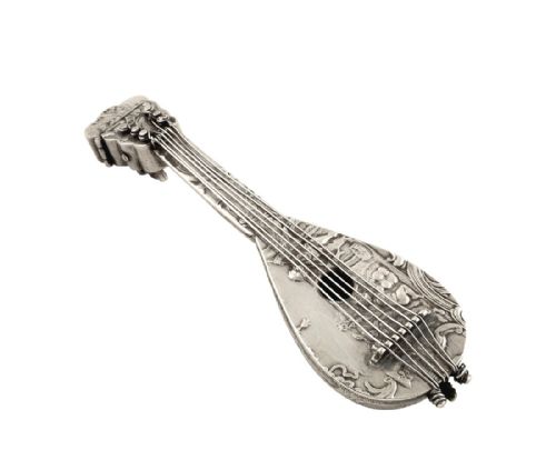 Antique Dutch Silver Lute / Mandolin Perfume / Scent Bottle C1890