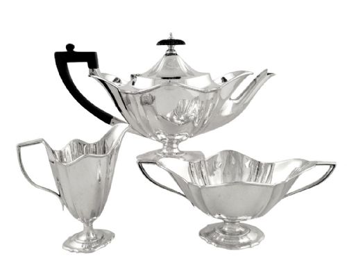Antique Edwardian Sterling Silver 3 Piece Bachelor Teaset 1905