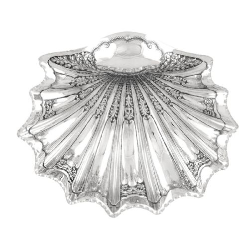 Large Antique Victorian Sterling Silver Shell Style Dish/bowl 1892