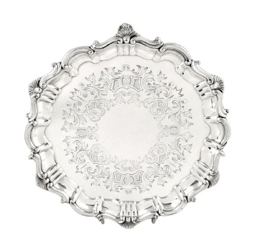 Antique Victorian Sterling Silver 8" Tray 1866