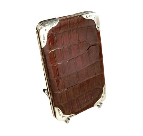 Edwardian Crocodile Leather & Silver Mounted Card Case 1910