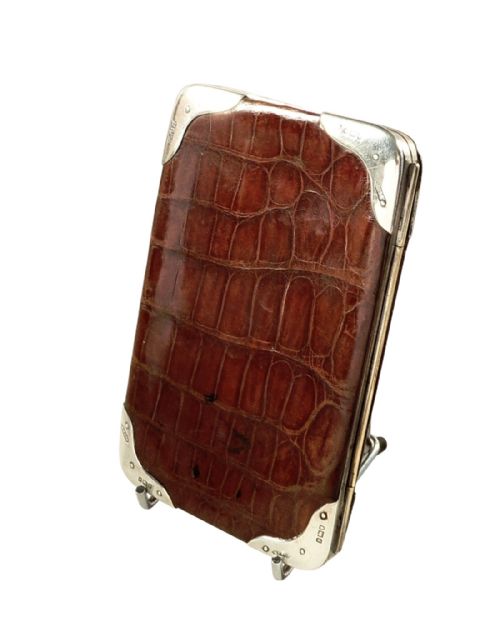 fig 1. Edwardian Crocodile Leather & Silver Mounted Card Case 1910