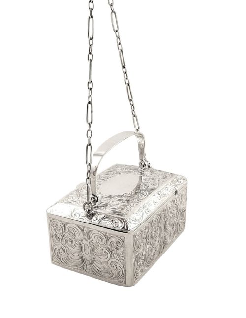fig 2. Antique American Silver Purse/Box with Perfume & Vinaigrette c1900