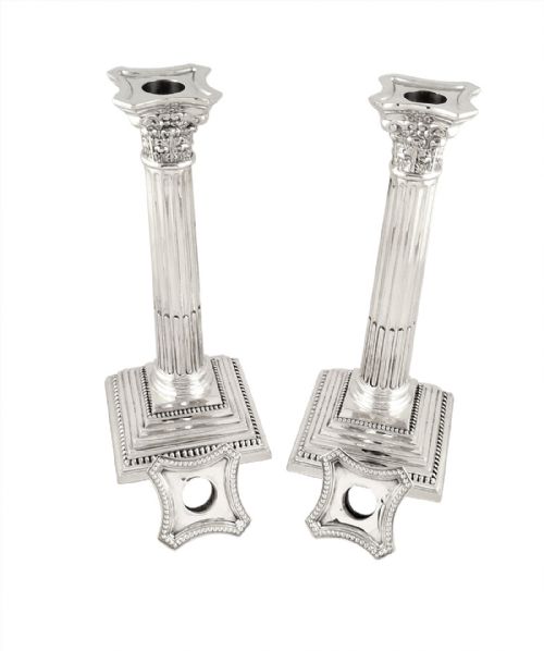 fig 1. Pair Antique Edwardian Sterling Silver Candlesticks 1909