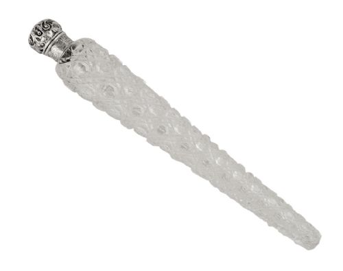 Victorian Sterling Silver & Cut Glass Perfume / Scent Flask 1884
