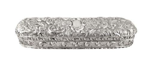 Antique Edwardian Sterling Silver 6 1/2" Trinket Box 1902