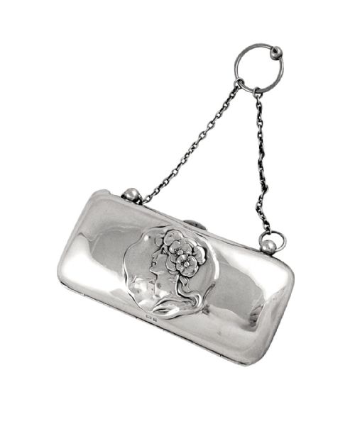 antique sterling silver art nouveau purse 1902 - CATEGORY: ANTIQUE SILVER - DATED EDWARDIAN