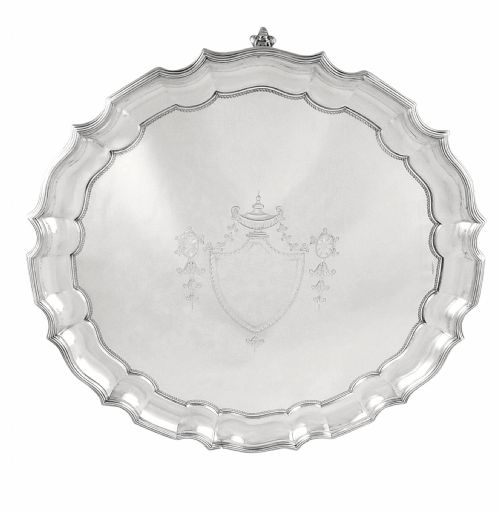 Large Antique Sterling Silver 14" Tray / Salver 1913 - Goldsmiths & Silversmiths