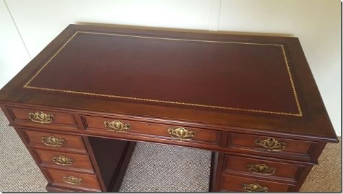 fig 1. Antique Victorian Mahogany Pedestal Desk