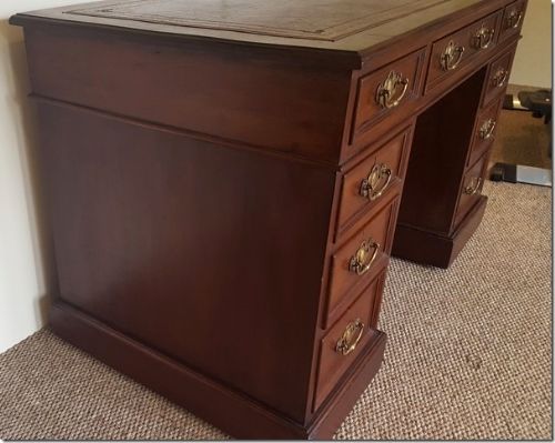 fig 2. Antique Victorian Mahogany Pedestal Desk