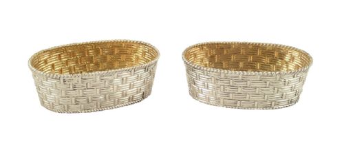 fig 1. Pair of Antique Victorian Sterling Silver 'Basket' Salts 1882