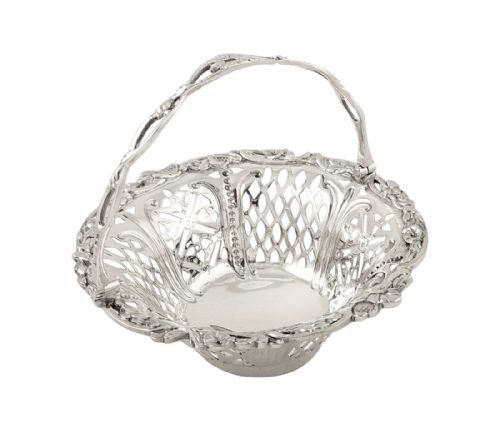 Antique Victorian Sterling Silver Swing Handle Basket 1870