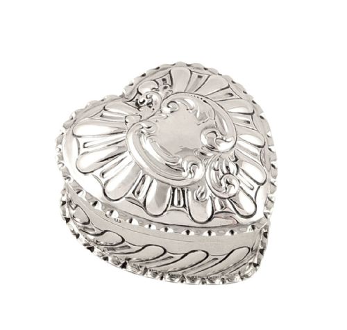 Antique Sterling Silver Heart Shape Trinket Box 1894