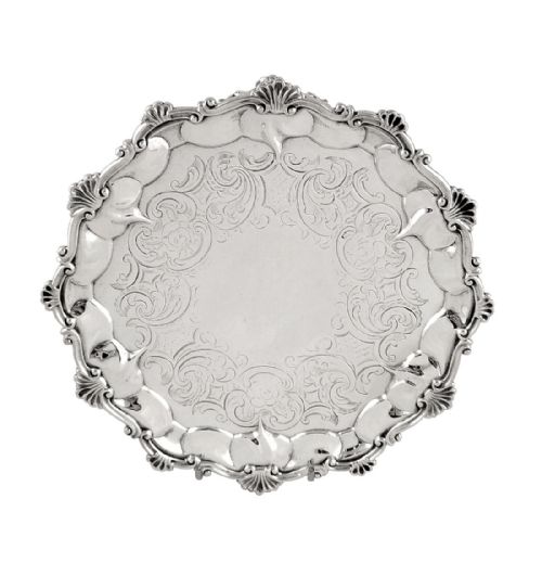Antique Victorian Sterling Silver 8" Tray 1854