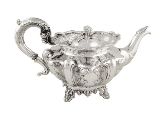 Antique Early Victorian Sterling Silver Teapot 1839