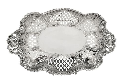 Antique Victorian Sterling Silver 9 1/2" Dish 1893
