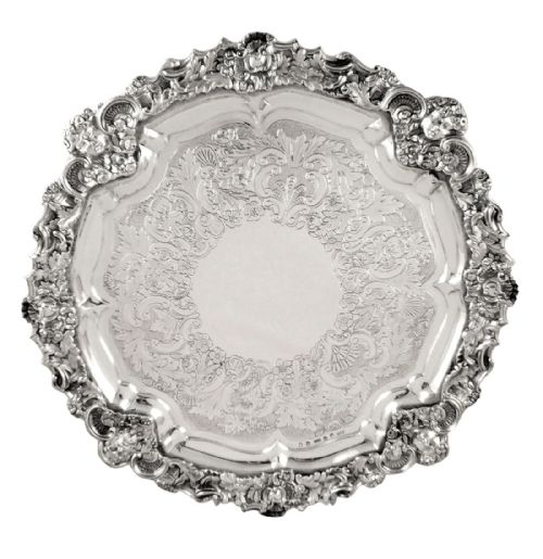 Antique Scottish William IV Sterling Silver 12" Tray - Edinburgh 1833