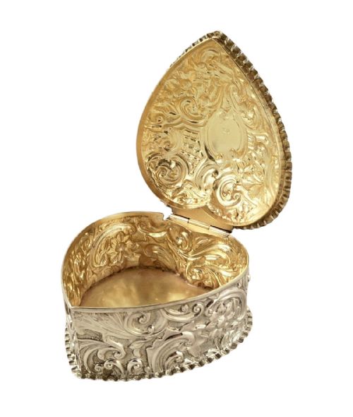 fig 1. Antique Victorian Sterling Silver Heart Shape Trinket Box - 1892
