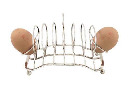 Antique Georgian Sterling Silver Toastrack with Egg Holders 1802