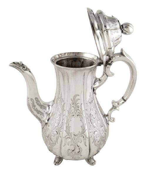 fig 1. Antique Victorian Sterling Silver 3 Pint Coffee Pot 1840