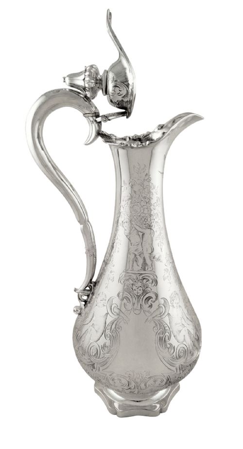 fig 1. Antique Early Victorian Sterling Silver Claret Jug / Wine Ewer 1843