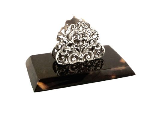 Antique Tortoiseshell & Sterling Silver Letter Rack 1900