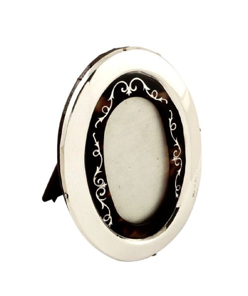 Antique Edwardian Sterling Silver & Tortoiseshell Photo Frame 1902