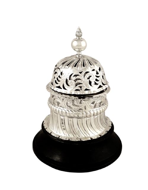 fig 1. Large Antique Victorian Sterling Silver Shop / Reception Bell 1892