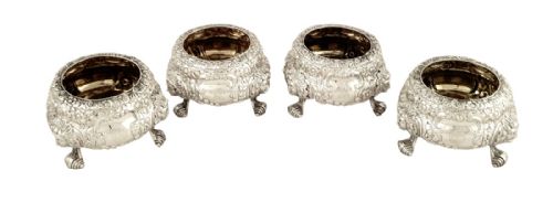 Set 4 Antique Georgian Scottish Silver Salt Cellars - Edinburgh 1823
