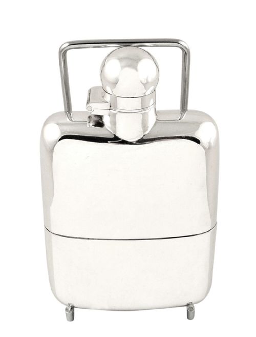 Antique Sterling Silver Hip Flask with Cup - 1926 James Dixon & Sons