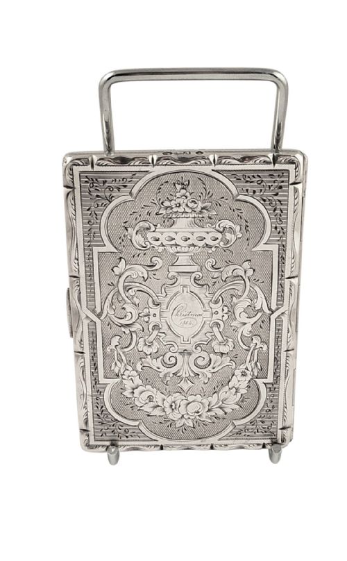 Antique Victorian Sterling Silver Card Case /Aide Memoire 1864