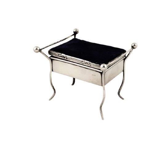 Antique Sterling Silver Piano / Dressing Stool Trinket Box 1910