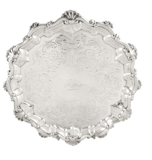 fig 1. Pair of Antique William IV Sterling Silver Card Trays 1833