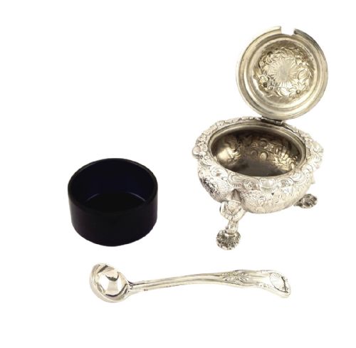 fig 1. Antique Georgian Irish Sterling Silver Mustard - Dublin 1826 - Chinese Decoration