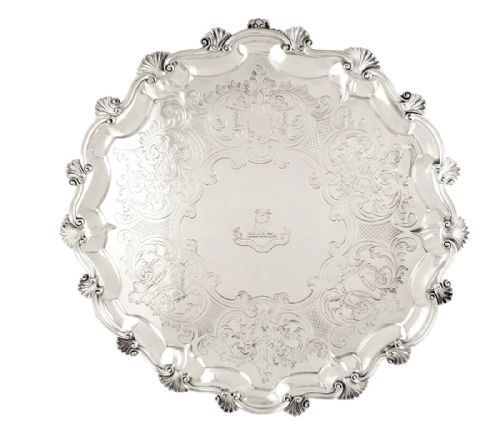 Huge Antique Victorian Silver 16 1/2" Tray/salver 1872 - We Saved the King
